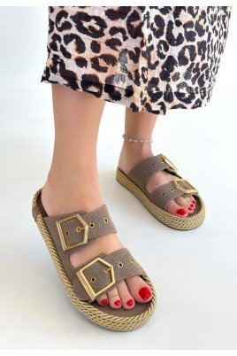 Kadın Terlik Vizon Nubuk Günlük Yazlık Rahat