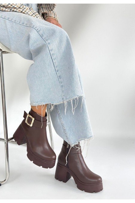 Pinma Kahverengi Cilt Topuklu Bot