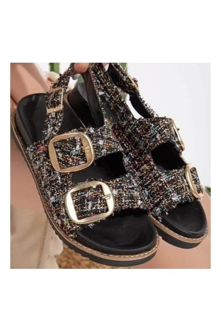 Olira Siyah Simli Kemerli Sandalet