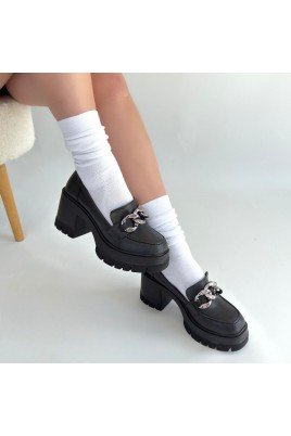 Winar Siyah Cilt Doldu Topuk Ayakkabı