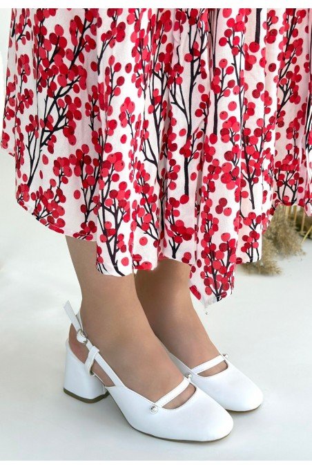 Jecci Beyaz Cilt Topuklu Ayakkabı