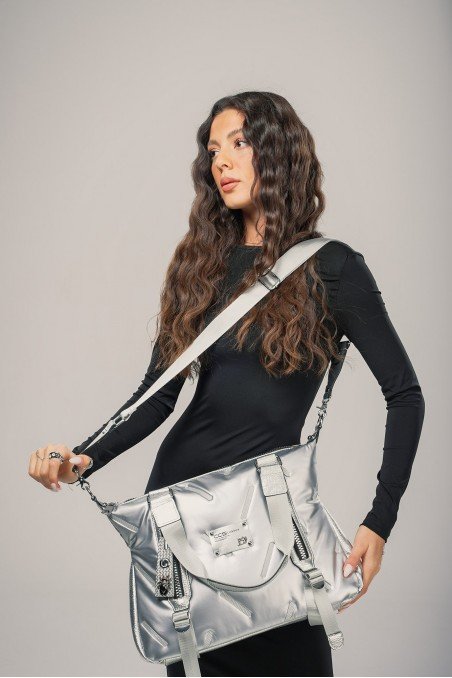 Kadın Gri Cilt Çift Saplı Kol & Omuz Çantası Günlük Ofis