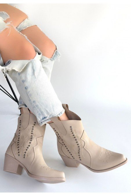 Matin Bej Cilt Topuklu Bot