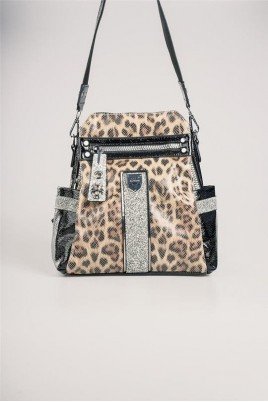 Kadın Leopar Cilt 3 Bölmeli Kol Çantası Omuz & Sırt Çantası Günlük Şık