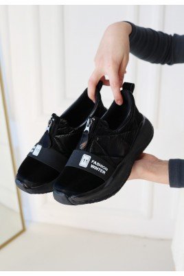 Kadın Sneaker Siyah Cilt Bağcıklı Günlük Spor Ayakkabı Paraşüt Detaylı