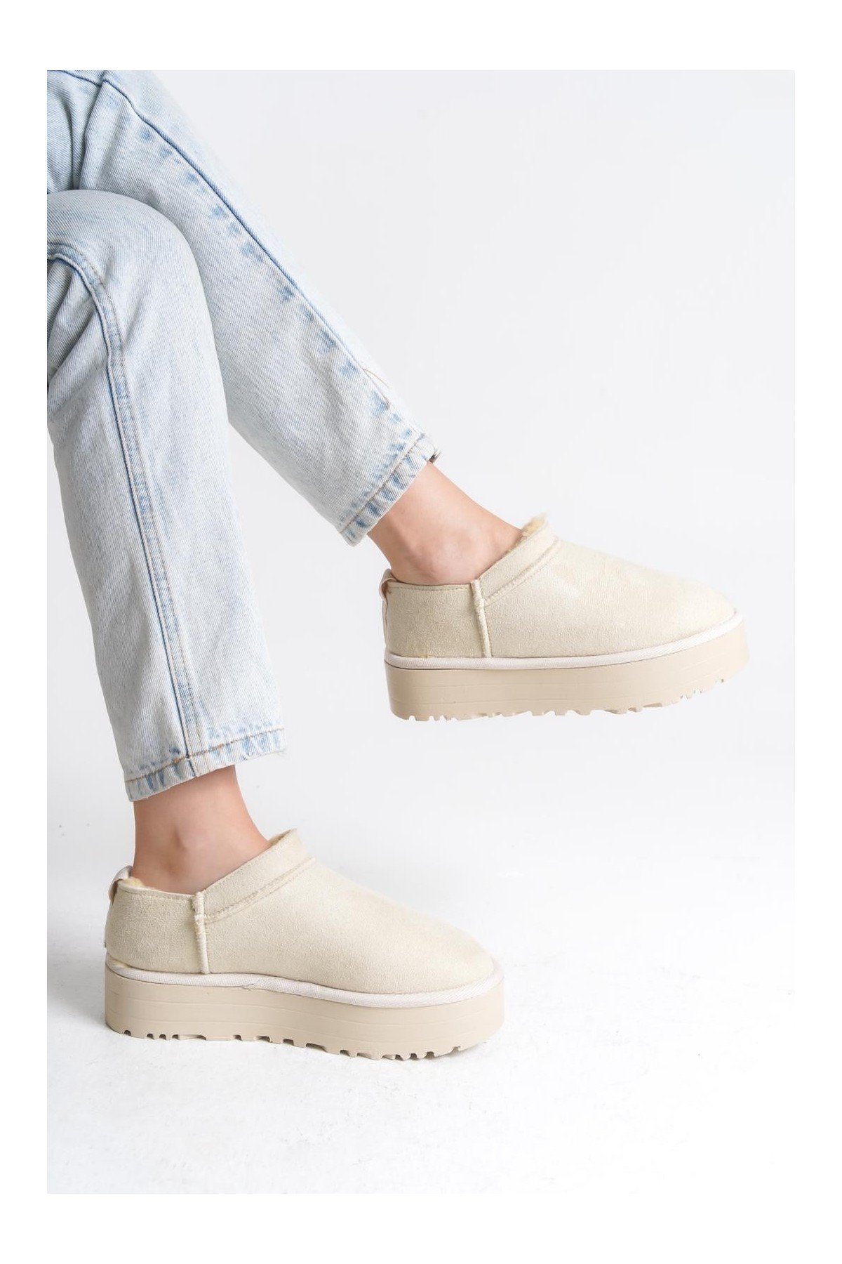 Kadın Bot Bej Süet Kısa Bot Rahat Taban Günlük Kullanım