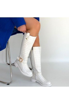 Kadın Çizme Beyaz Cilt Uzun Diz Altı Günlük Kış Sezonu
