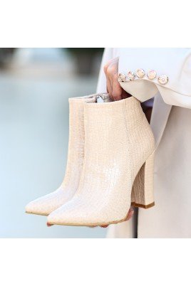Kadın Topuklu Bot Ten Rugan Şık Kısa Bot Günlük & Özel Gün