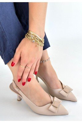 Kadın Topuklu Ayakkabı Bej Cilt Ofis & Günlük Şık
