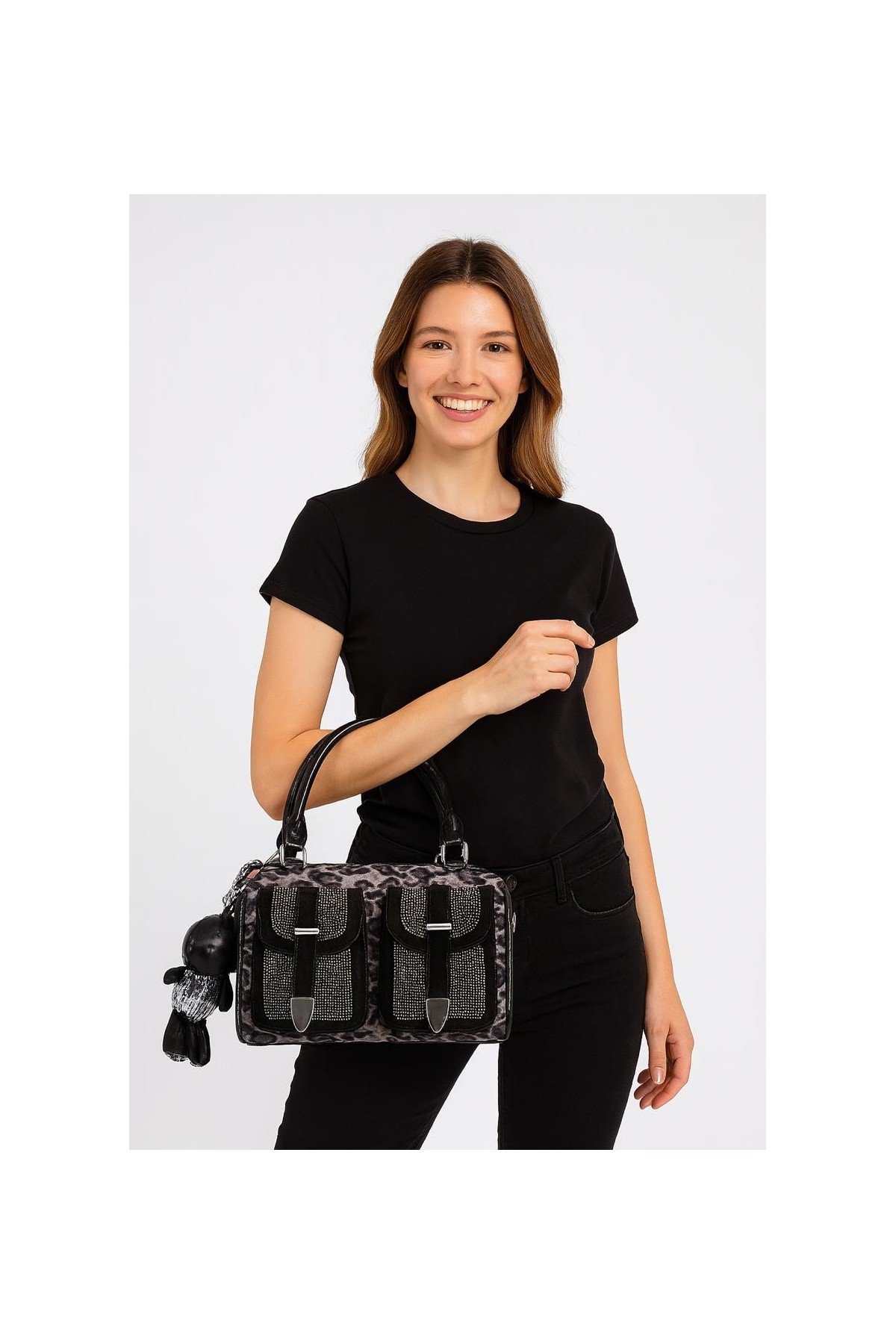 Kiwer Siyah Cilt Omuz Çantası