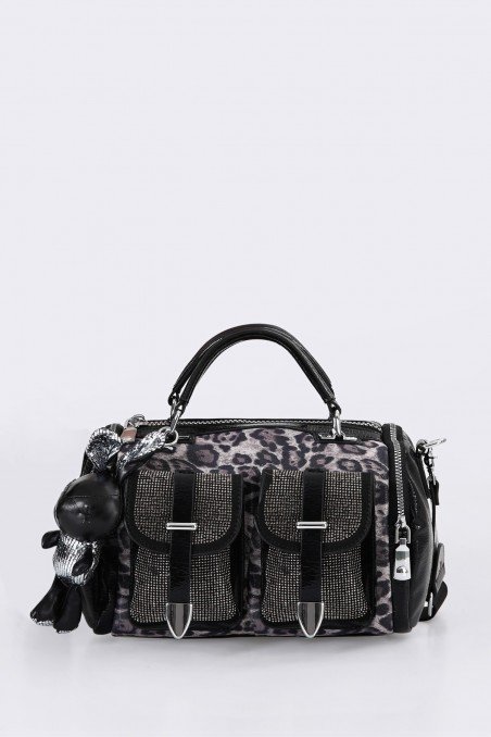 Kadın Siyah Cilt Fermuarlı Omuz Çantası Günlük Şık Kullanım