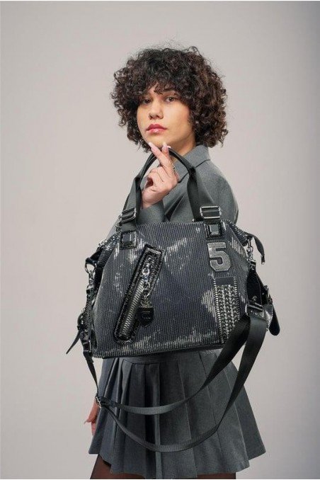 Kadın Siyah Cilt Çift Saplı Kol & Omuz Çantası Günlük Ofis