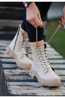 Kadın Bağcıklı Bot Nude Cilt Postal Tarz Günlük & Kışlık