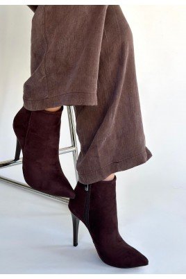 Kadın Topuklu Bot Acı Kahve Süet Şık Kısa Bot Günlük & Özel Gün