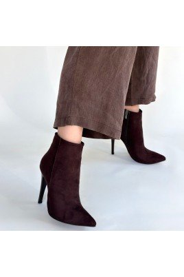 Kadın Topuklu Bot Acı Kahve Süet Şık Kısa Bot Günlük & Özel Gün