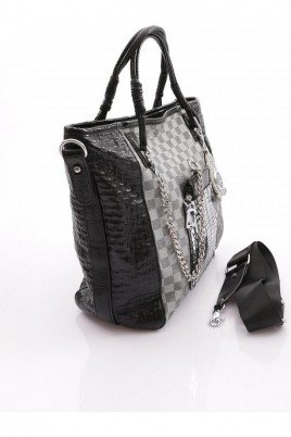 Kadın Siyah Cilt Fermuarlı Omuz Çantası Günlük Şık Kullanım