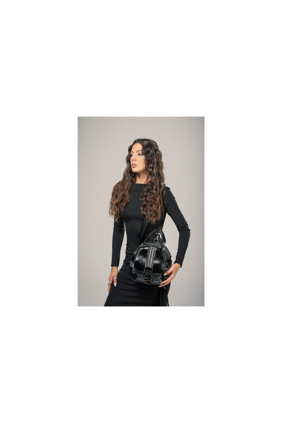 Kadın Siyah Cilt Çift Saplı Kol & Omuz Çantası Günlük Ofis