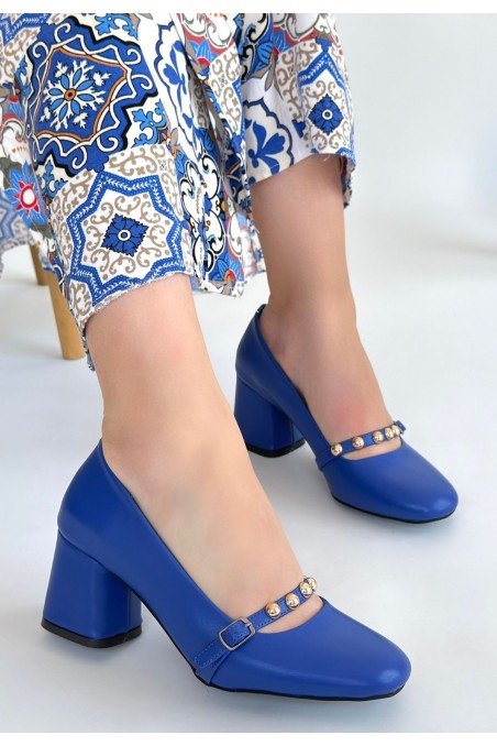 Tino Mavi Cilt Topuklu Ayakkabı