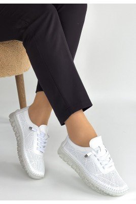 Merja Beyaz Deri Bağcıklı Spor Ayakkabı