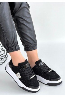 Ceans Siyah Süet Bağcıklı Spor Ayakkabı