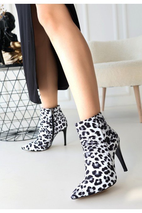 Blan Zebra Saten Topuklu Bot