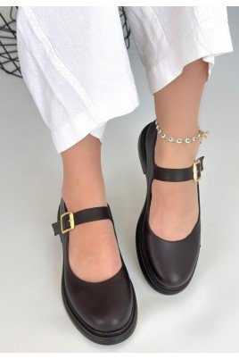 Yokox Kahverengi Cilt Oxford Ayakkabı