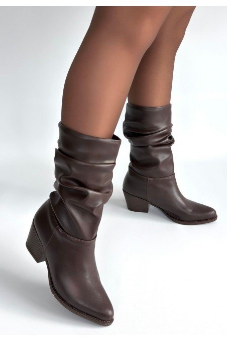 Yior Acı Kahve Cilt Topuklu Bot