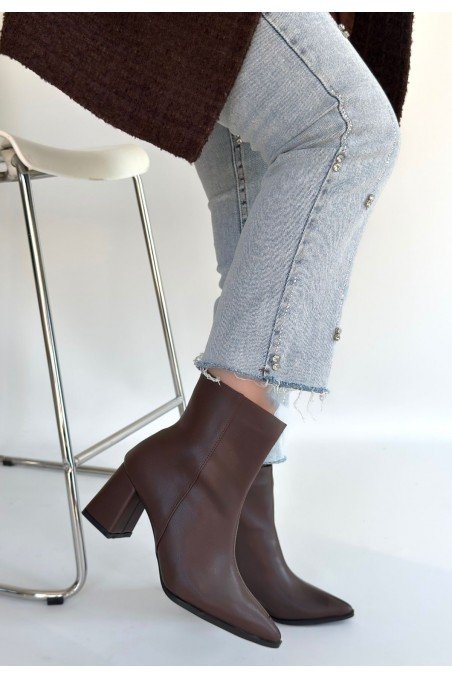 Oter Kahverengi Cilt Topuklu Bot