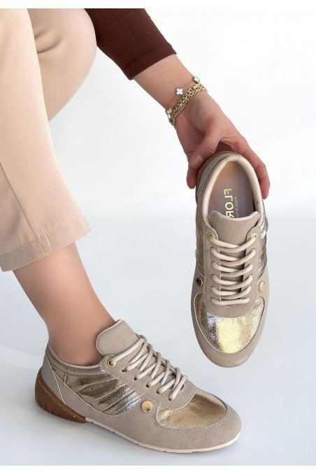 Jawen Bej Nubuk Gold Detaylı Spor Ayakkabı