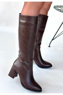 Morena Acı Kahve Cilt Topuklu Çizme
