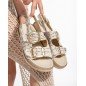 Olira Bej Simli Kemerli Sandalet