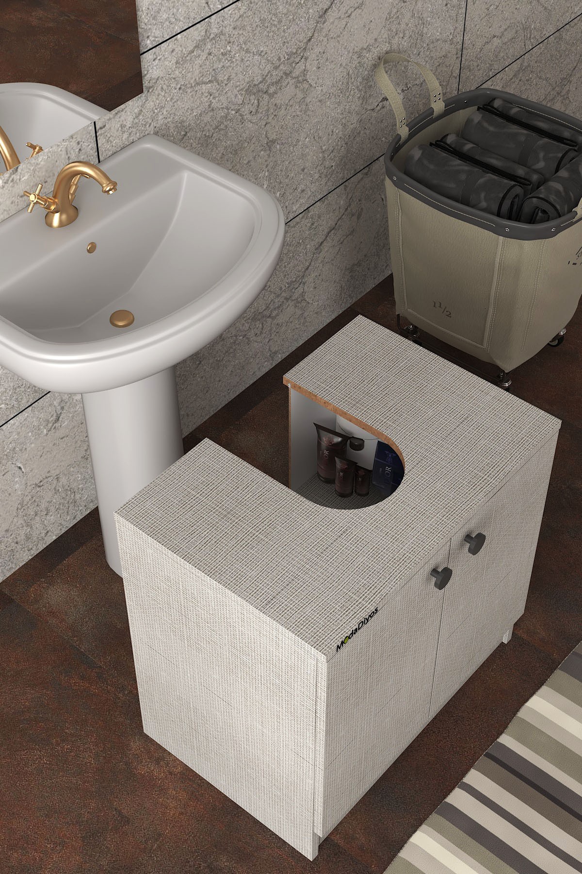 Modelisa Lavabo Altı Dolap, Banyo Dolabı - Mdf Koton Vizon