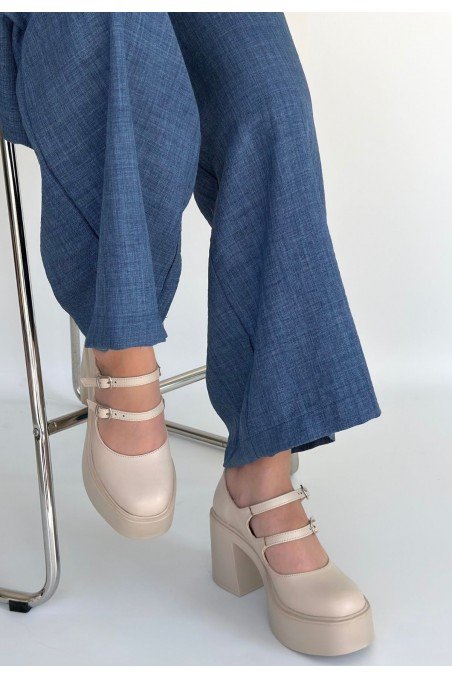 Jarlo Bej Cilt Dolgu Topuk Ayakkabı