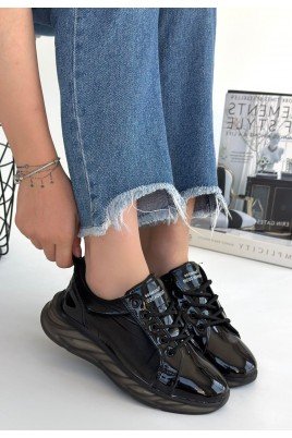 Piona Siyah Rugan Gri Tabanlı Spor Ayakkabı