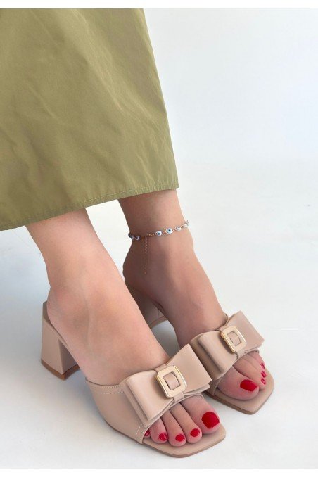 Veor Nude Cilt Topuklu Terlik