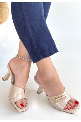 Sief Bej Rugan Topuklu Terlik