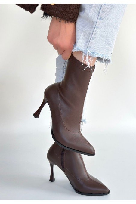 Orjen Siyah Cilt Streç Topuklu Bot