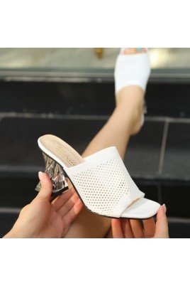 Akva Siyah Triko Şeffaf Topuklu Terlik