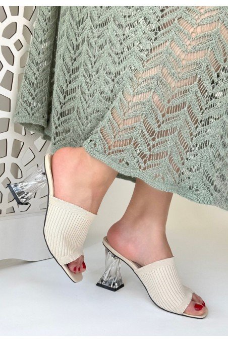 Evra Leopar Triko Topuklu Terlik