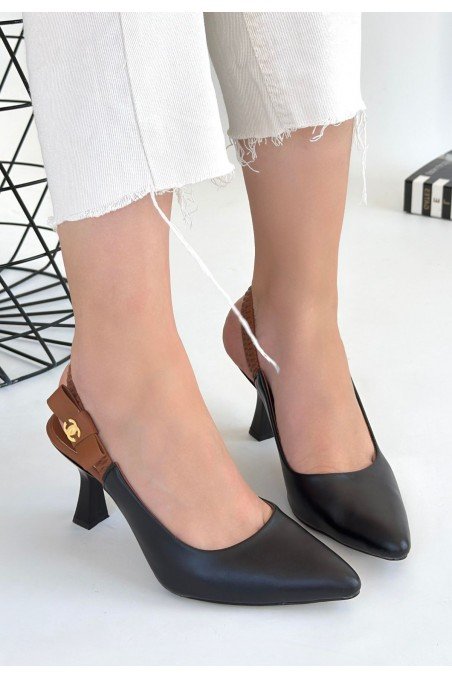 Toran Bej Cilt Topuklu Ayakkabı