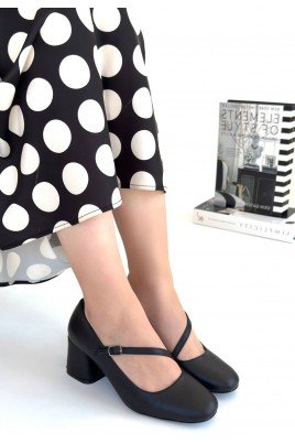 Kier Siyah Cilt Topuklu Ayakkabı