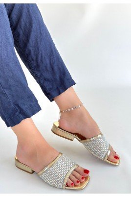 Ortu Gümüş Cilt İşlemeli Terlik