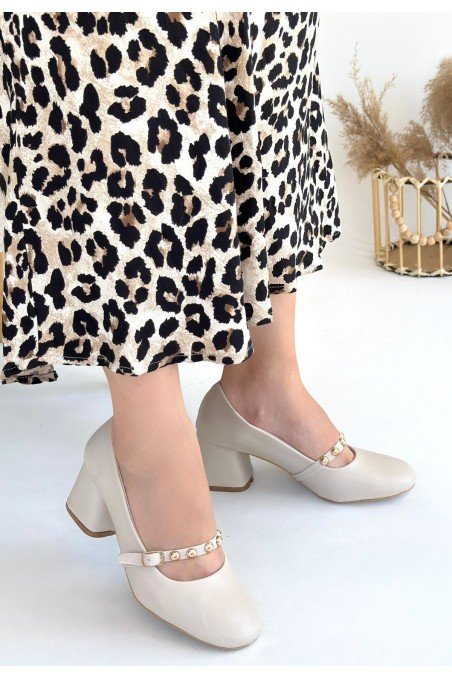 Tino Bej Cilt Topuklu Ayakkabı