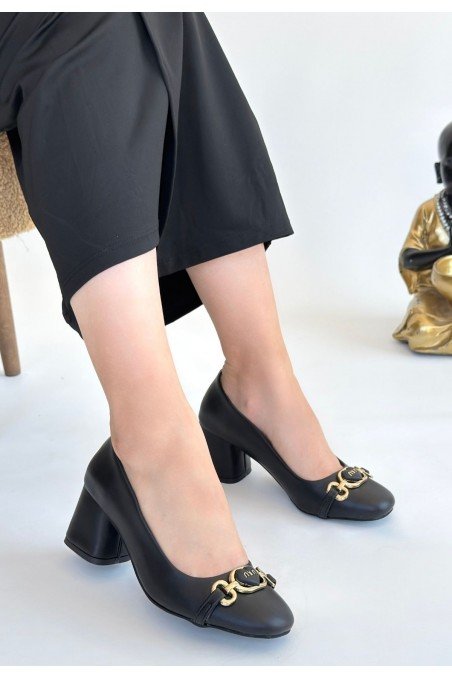 Lucky Siyah Cilt Topuklu Ayakkabı