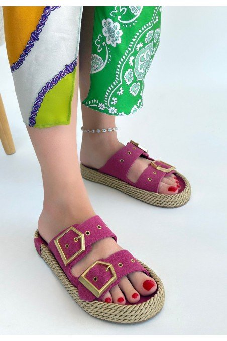 Loera Pemba Nubuk Çift Tokalı Terlik