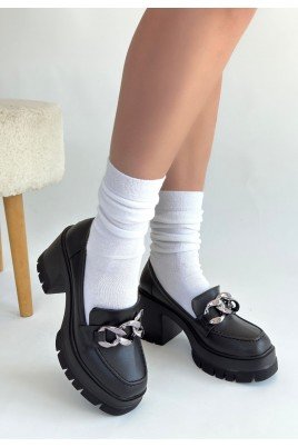 Winar Siyah Cilt Doldu Topuk Ayakkabı
