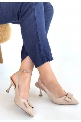 Leyya Bej Cilt Topuklu Ayakkabı