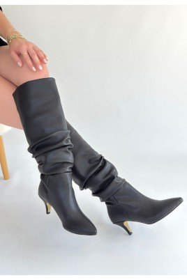 Zelya Kahverengi Cilt Topuklu Çizme