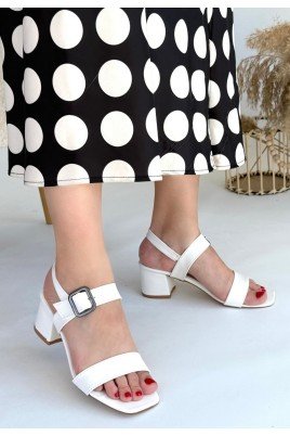 Year Bej Cilt Turuncu Detaylı Turuncu Topuklu Topuklu Ayakkabı