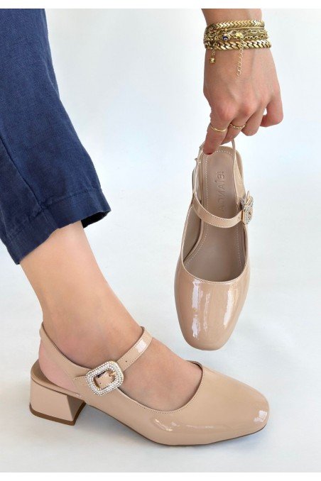 Gowe Siyah Rugan Topuklu Ayakkabı